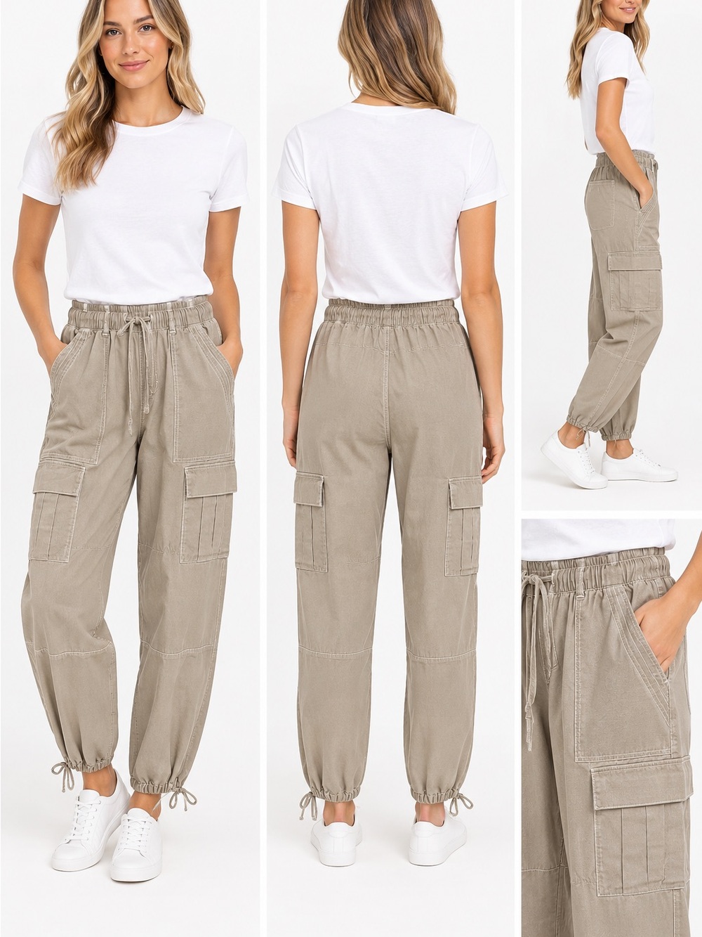 Habitual Taupe Beige Cargo Jogger Pants Utility Pants Casual Streetwear Size S
